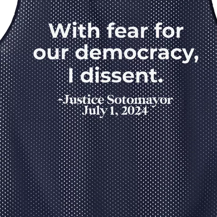 With Fear For Our Democracy I Dissent Mesh Reversible Basketball Jersey Tank