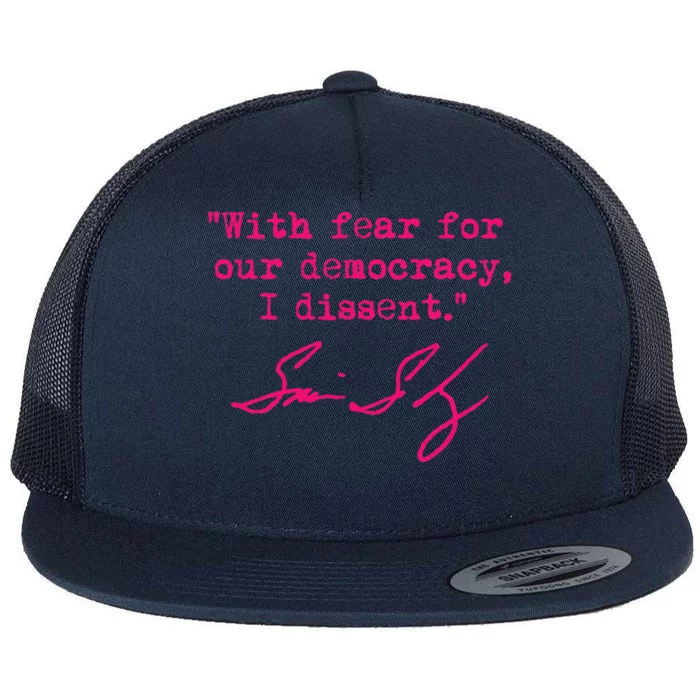 With Fear For Our Democracy I Dissent Flat Bill Trucker Hat