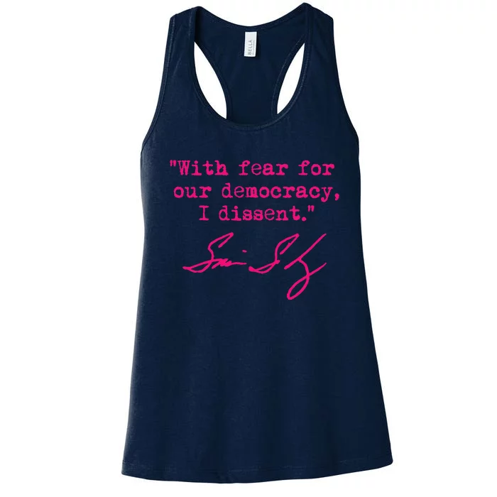 With Fear For Our Democracy I Dissent Women's Racerback Tank