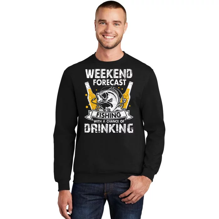 Weekend Forecast Fishing With Chance Drinking Cold Beer Sweatshirt