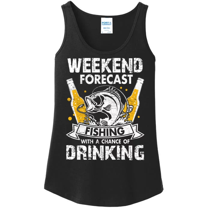 Weekend Forecast Fishing With Chance Drinking Cold Beer Ladies Essential Tank