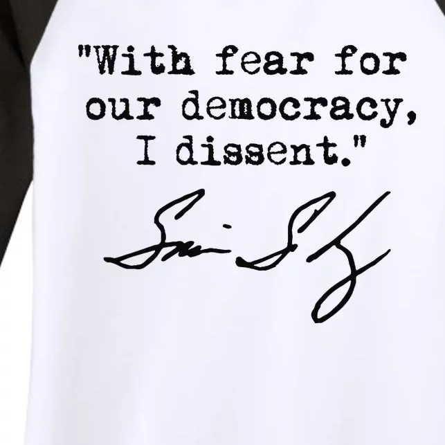 With Fear For Our Democracy I Dissent. Justice Sotomayor Premium Women's Tri-Blend 3/4-Sleeve Raglan Shirt