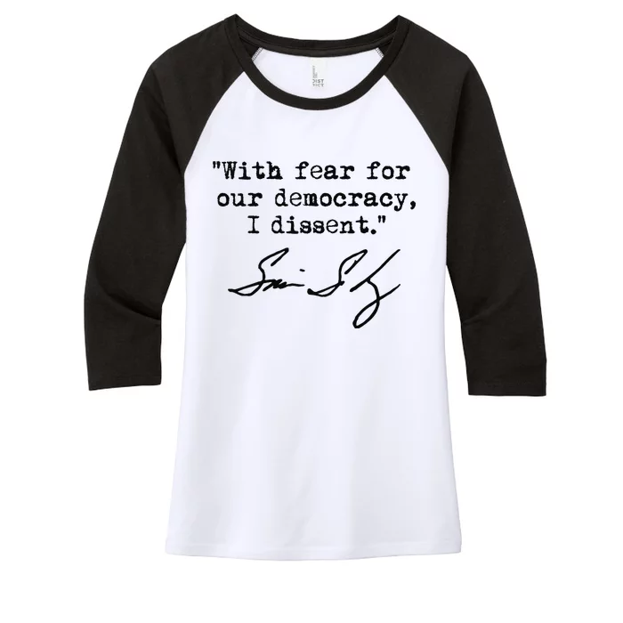 With Fear For Our Democracy I Dissent. Justice Sotomayor Premium Women's Tri-Blend 3/4-Sleeve Raglan Shirt