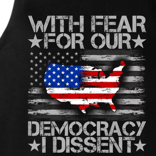 With Fear For Our Democracy I Dissent Ladies Tri-Blend Wicking Tank