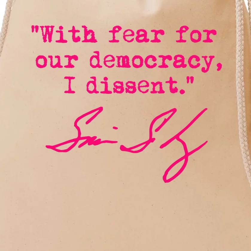 With Fear For Our Democracy I Dissent Political Design Drawstring Bag