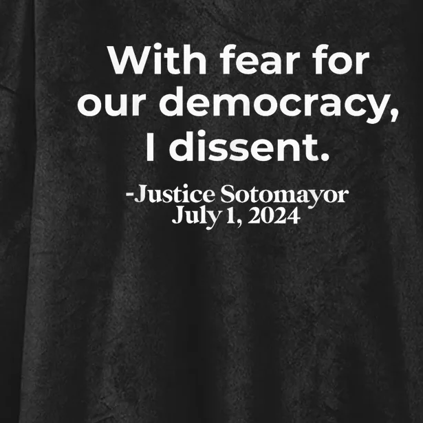 With Fear For Our Democracy I Dissent Hooded Wearable Blanket