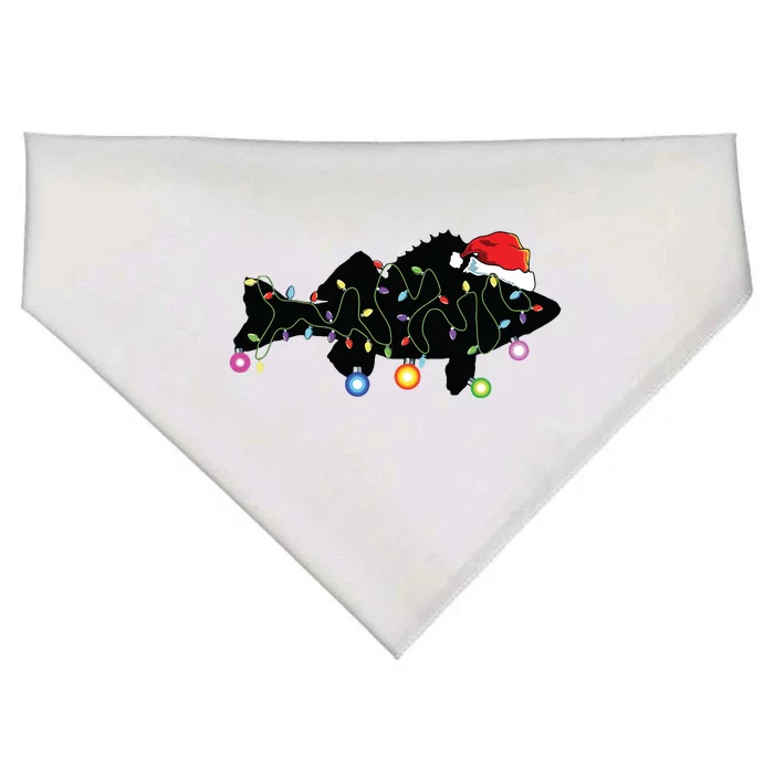 Walleye Fishing Funny Christmas Lights Fish Santa Hat Gift USA-Made Doggie Bandana