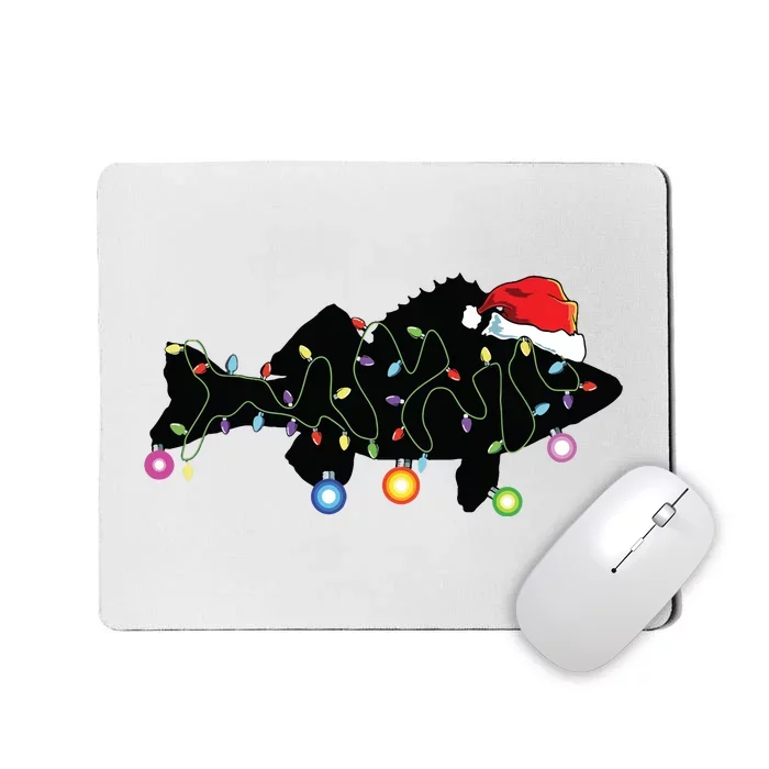 Walleye Fishing Funny Christmas Lights Fish Santa Hat Gift Mousepad