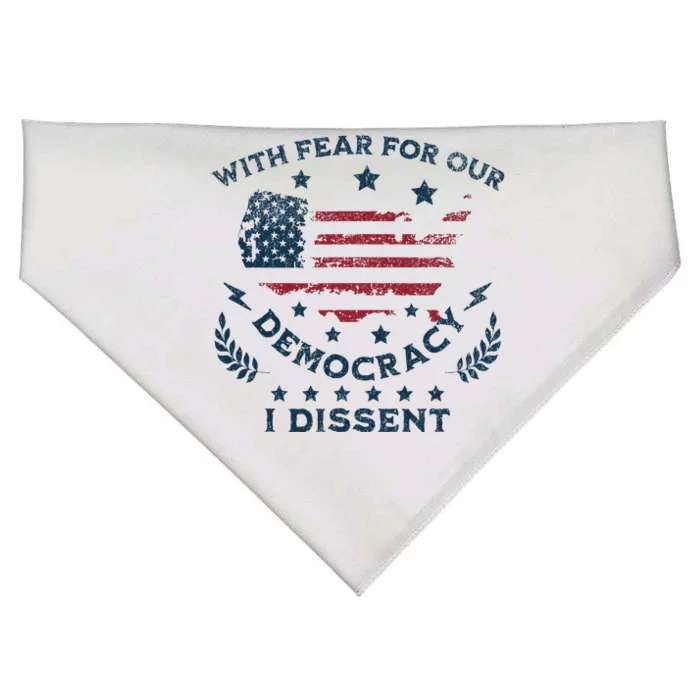 With Fear For Our Democracy I Dissent Us Flag USA-Made Doggie Bandana