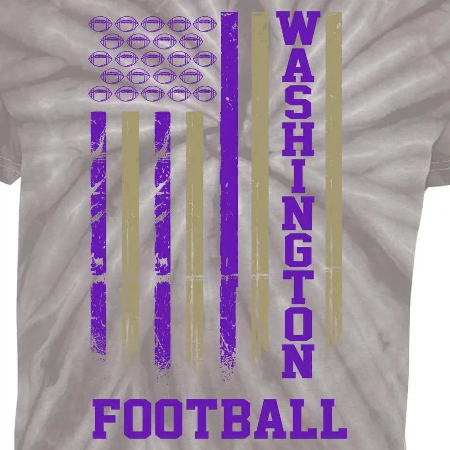 Washington Football Fan American Flag Kids Tie-Dye T-Shirt