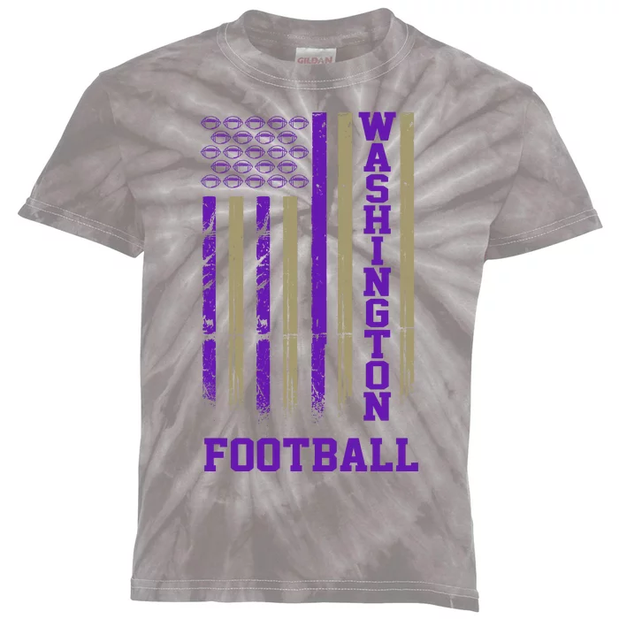 Washington Football Fan American Flag Kids Tie-Dye T-Shirt