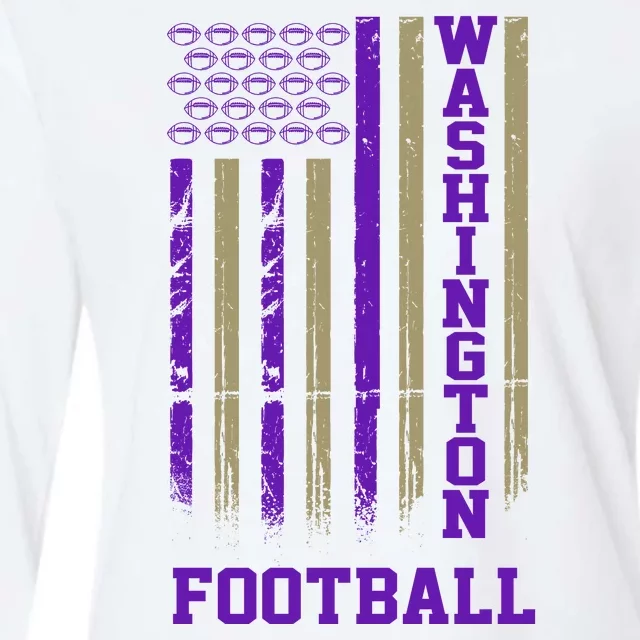 Washington Football Fan American Flag Womens Cotton Relaxed Long Sleeve T-Shirt