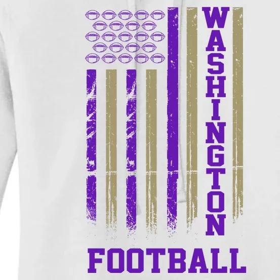 Washington Football Fan American Flag Women's Pullover Hoodie