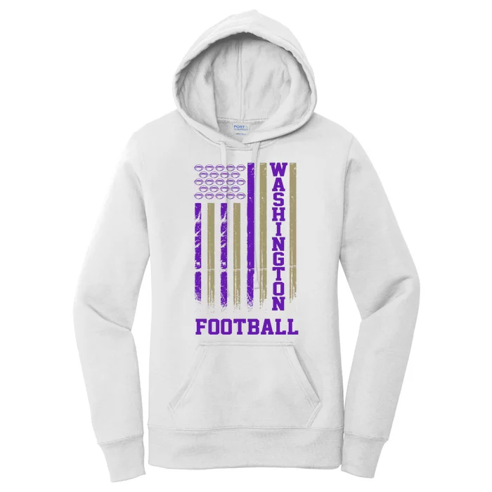 Washington Football Fan American Flag Women's Pullover Hoodie