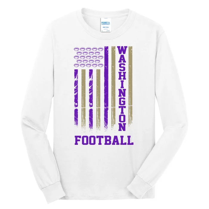 Washington Football Fan American Flag Tall Long Sleeve T-Shirt