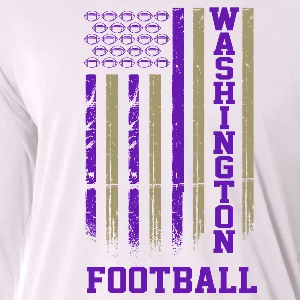 Washington Football Fan American Flag Cooling Performance Long Sleeve Crew