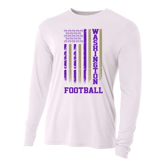 Washington Football Fan American Flag Cooling Performance Long Sleeve Crew