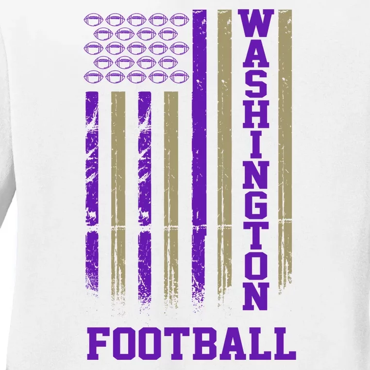 Washington Football Fan American Flag Ladies Long Sleeve Shirt