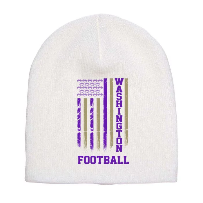 Washington Football Fan American Flag Short Acrylic Beanie