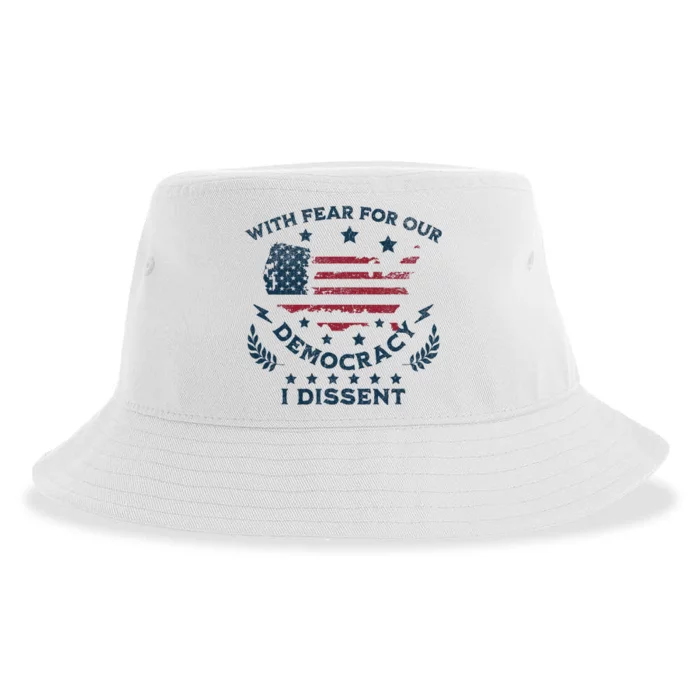 With Fear For Our Democracy I Dissent Us Flag Sustainable Bucket Hat