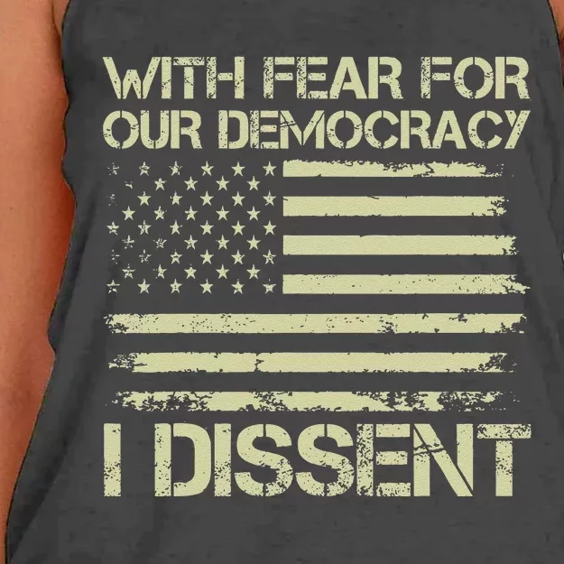 With Fear For Our Democracy I Dissent Justice Immunity Quote Women's Knotted Racerback Tank