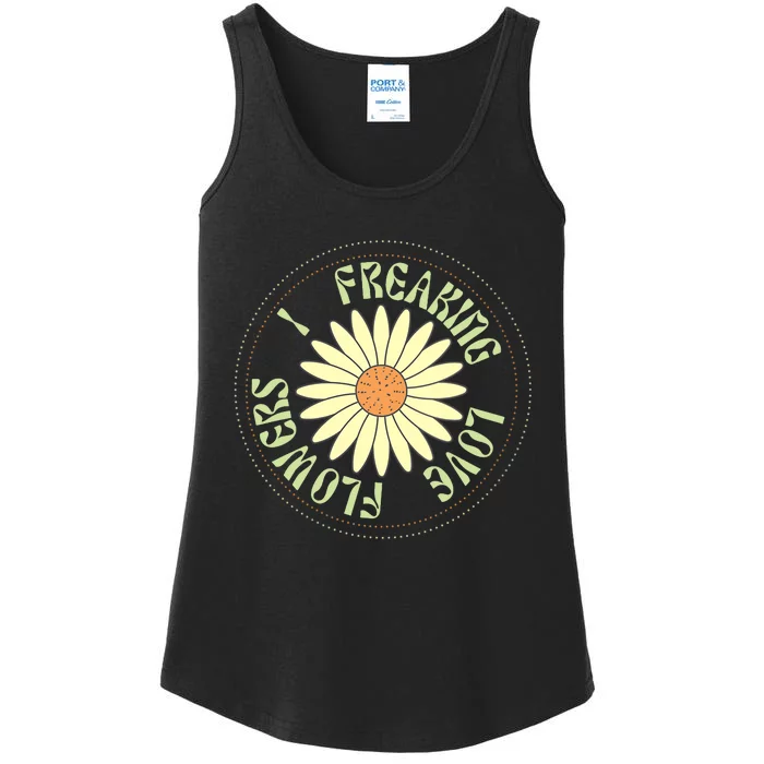 Wo Funny Flower. I freaking love flowers. Flower lover. Florist V-Neck Ladies Essential Tank