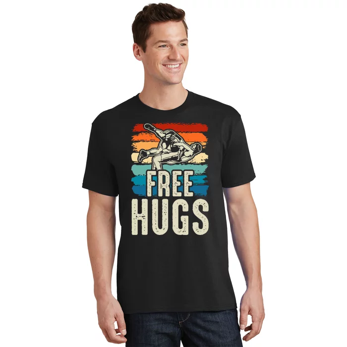 Wrestling Funny Free Hugs Wrestling T-Shirt