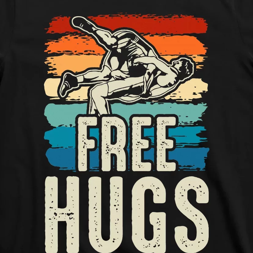 Wrestling Funny Free Hugs Wrestling T-Shirt