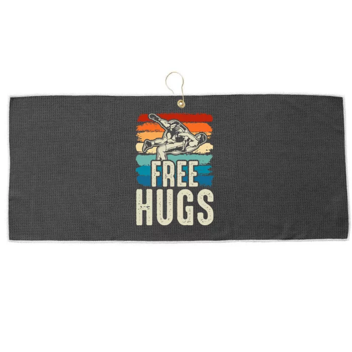 Wrestling Funny Free Hugs Wrestling Large Microfiber Waffle Golf Towel