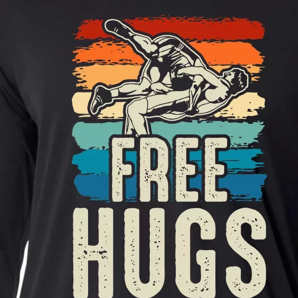 Wrestling Funny Free Hugs Wrestling Cooling Performance Long Sleeve Crew