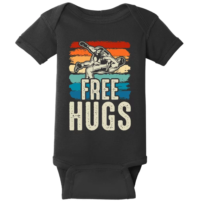 Wrestling Funny Free Hugs Wrestling Baby Bodysuit