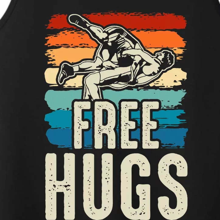 Wrestling Funny Free Hugs Wrestling Performance Tank