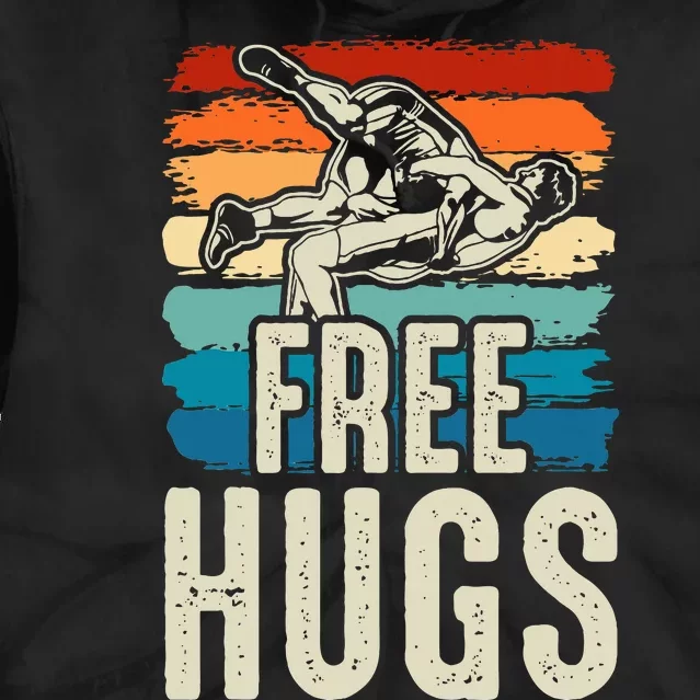 Wrestling Funny Free Hugs Wrestling Tie Dye Hoodie