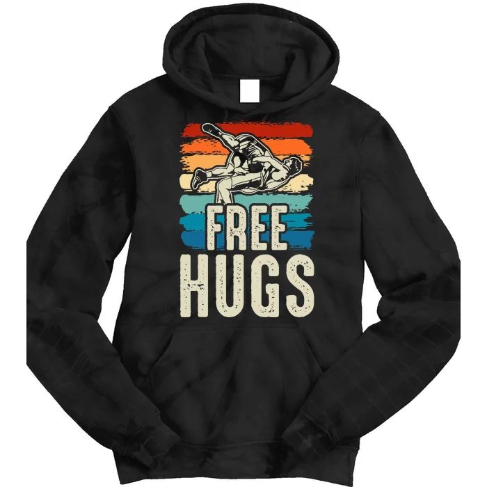 Wrestling Funny Free Hugs Wrestling Tie Dye Hoodie