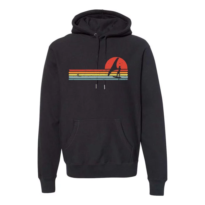 Wing Foiling Foil Surf Surfing Foiler Retro Vintage Surfer Premium Hoodie