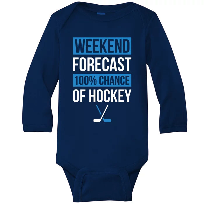 Weekend Forecast Funny Hockey, Hockey Player Gift Tee Baby Long Sleeve Bodysuit