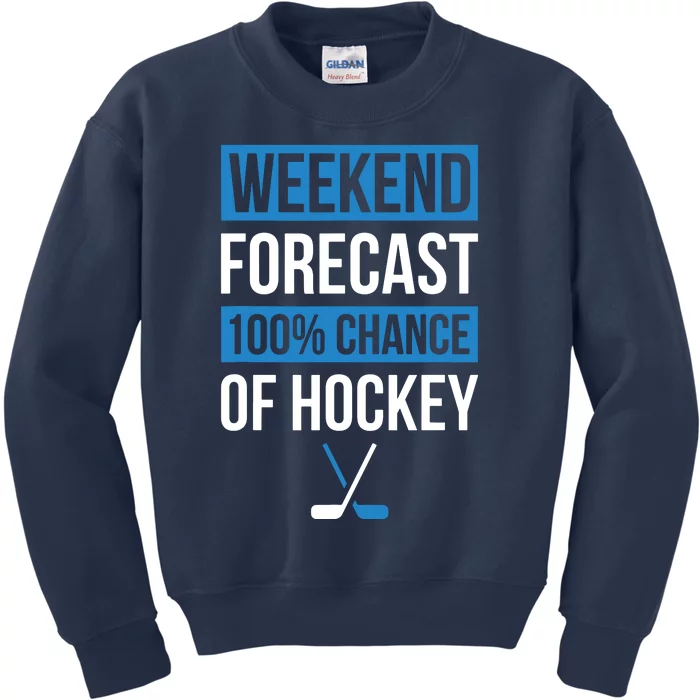 Weekend Forecast Funny Hockey, Hockey Player Gift Tee Kids Sweatshirt