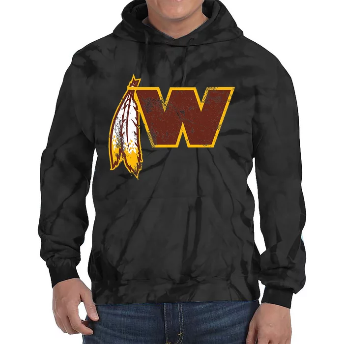 W.A.S.H.I.N.G.T.O.N Football Feather Washington D.C. Football Tie Dye Hoodie