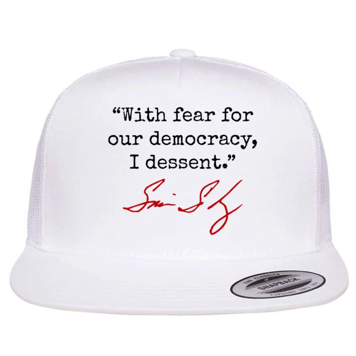 With Fear For Our Democracy I Dissent Flat Bill Trucker Hat