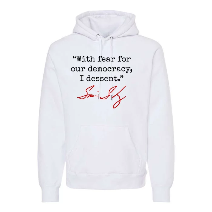 With Fear For Our Democracy I Dissent Premium Hoodie