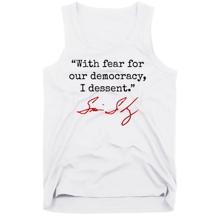 With Fear For Our Democracy I Dissent Tank Top