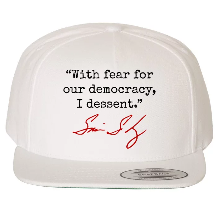 With Fear For Our Democracy I Dissent Wool Snapback Cap