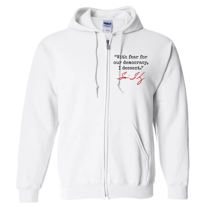 With Fear For Our Democracy I Dissent Full Zip Hoodie