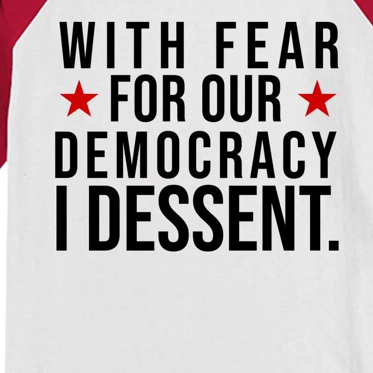 With Fear For Our Democracy I Dessent Kids Colorblock Raglan Jersey