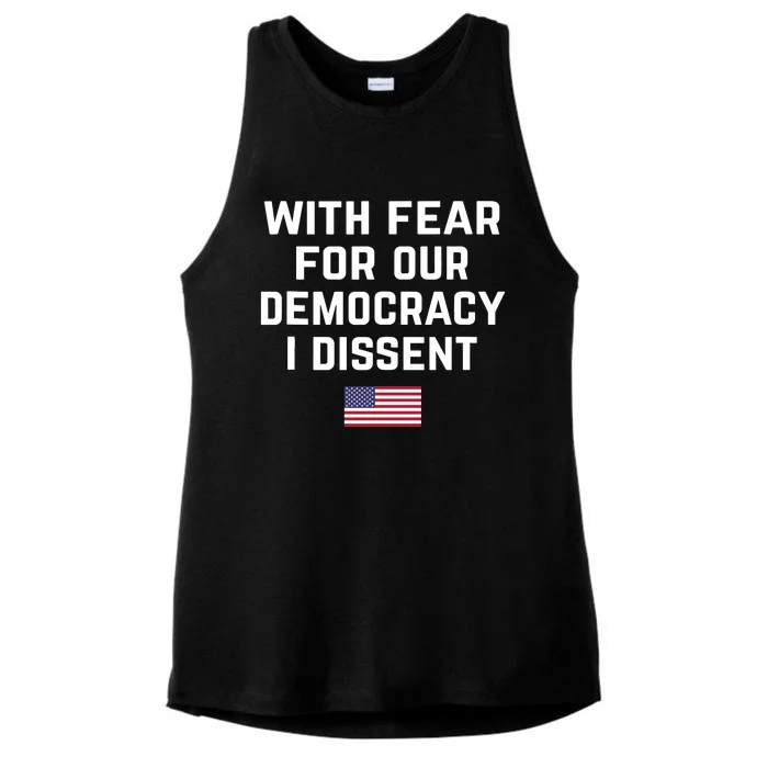 With Fear For Our Democracy I Dissent Ladies Tri-Blend Wicking Tank