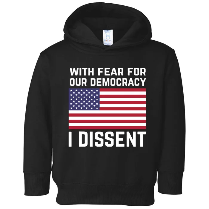 With Fear For Our Democracy I Dissent Toddler Hoodie