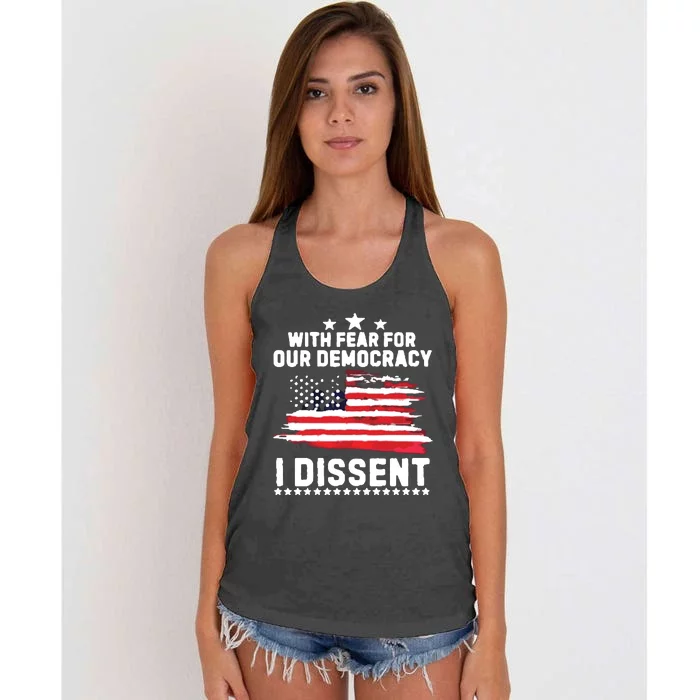 With Fear For Our Democracy I Dissent Usa Flag Women's Knotted Racerback Tank