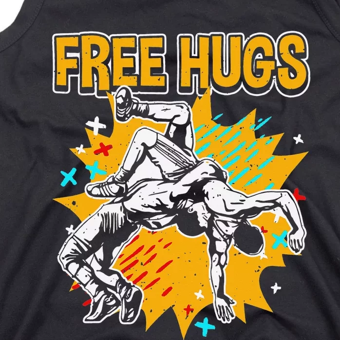 Wrestling Funny Free Hugs Wrestling Coach Tank Top