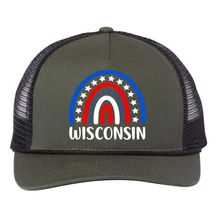 Wisconsin Funny Gift I Love Wisconsin Usa Gift Retro Rope Trucker Hat Cap