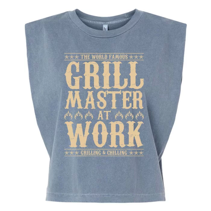 World Famous Grill Master At Work Grilling & Chilling BBQ Garment-Dyed Women's Muscle Tee